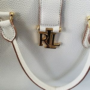 Large White Leather Ralph Laureb shoulder bag